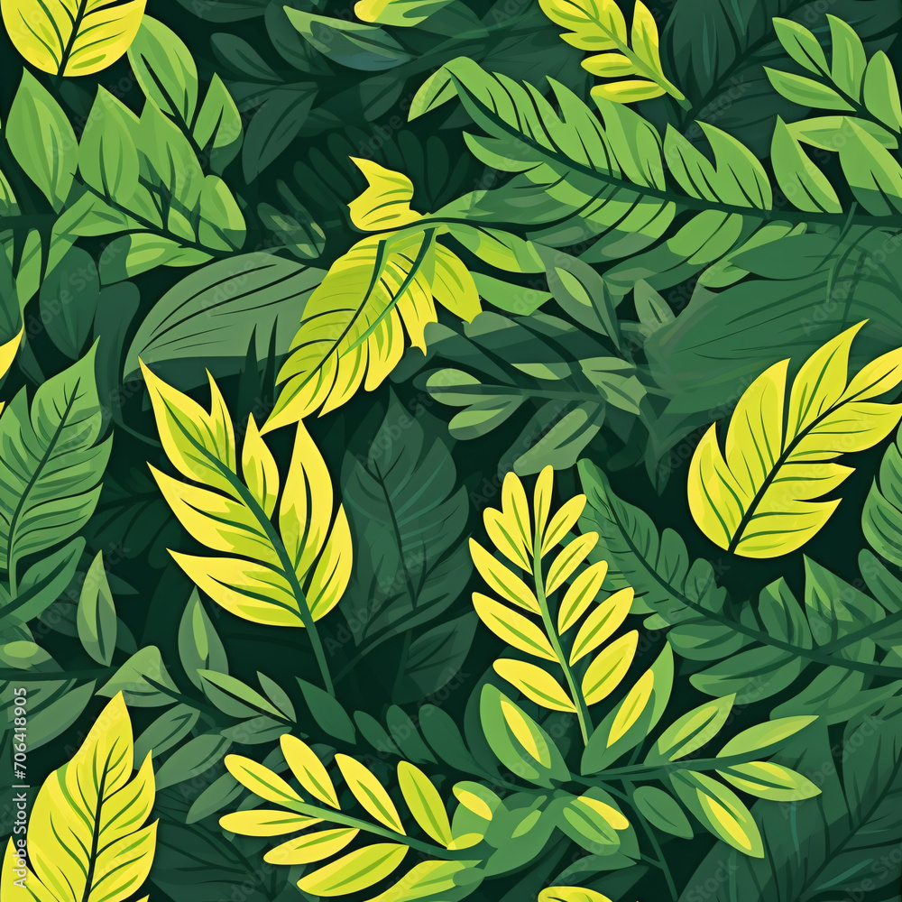 Fototapeta premium Nature Elements Seamless Pattern. Leaves, Pollen, Blossom, Stem, Flat Design