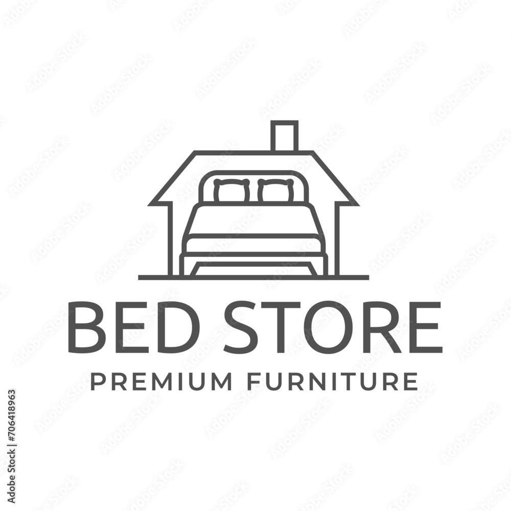 Bed store logo. Simple Furniture Bed Store Logo Template Vector

