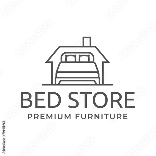 Bed store logo. Simple Furniture Bed Store Logo Template Vector
