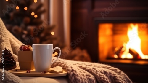 cup of coffee with fireplace