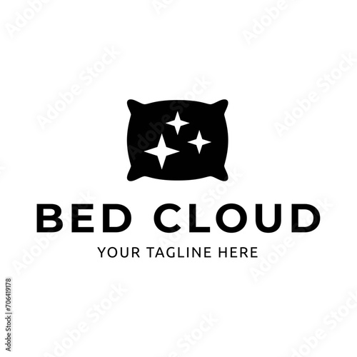 Simple Design Sleeping Pillow. Logo for Business, Interior, Furniture and Sleep Symbol.