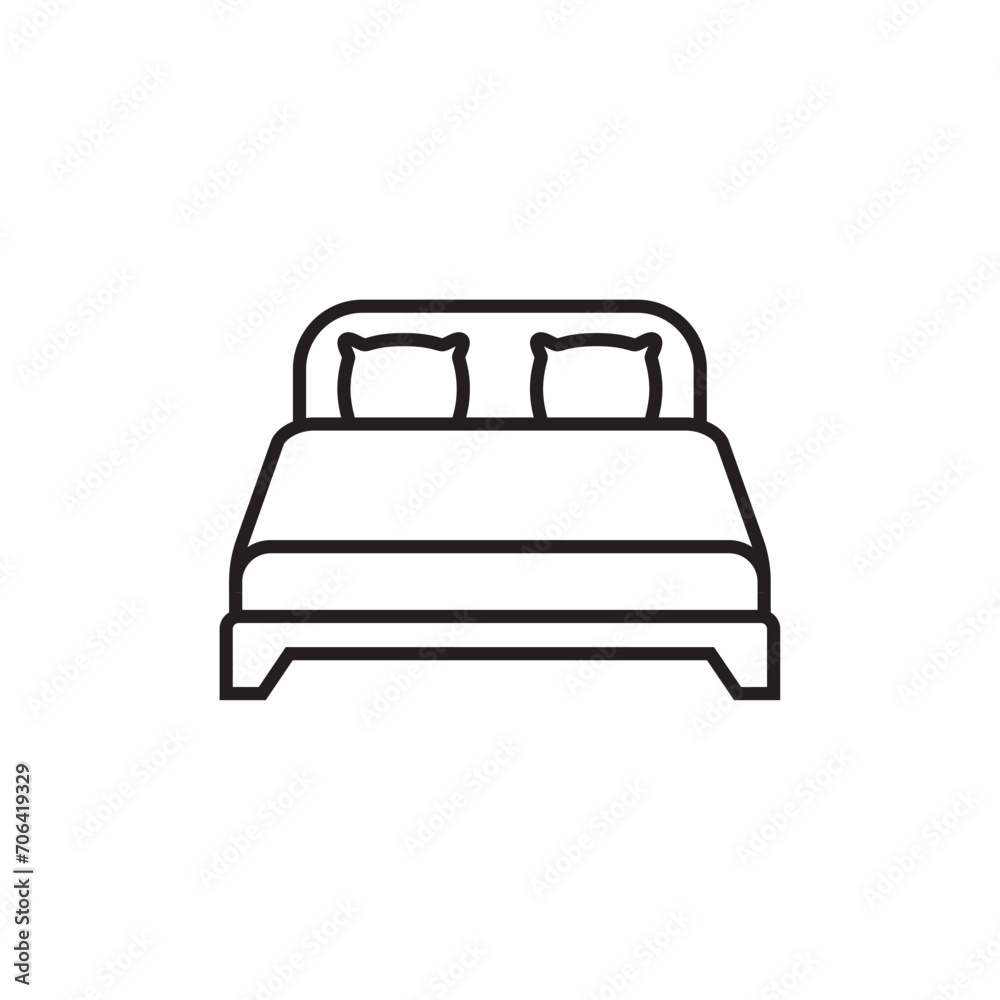 Bed icon on white background. Vector illustration. Bed icon on white background. Vector illustration.