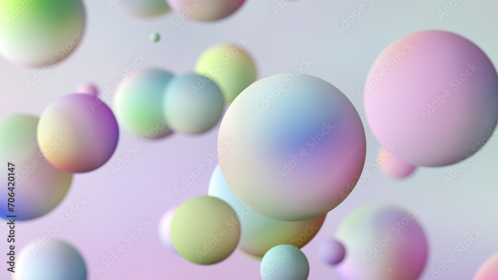 カラフルな球の3D背景。シャボン玉。幻想的な背景。 カラフルな球の3D背景。シャボン玉。幻想的な背景。