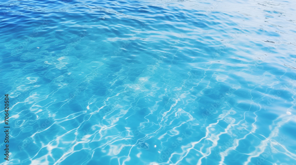 blue water in the pool, Blue water surface with bright sun light reflections, water in swimming pool background top view, Ai generated image