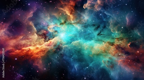 Space background. Colorful nebula with stars in deep space.