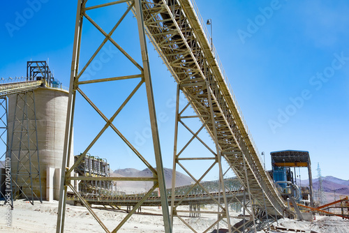 Conveyor belt and processing plant at an open-pit copper mine in Chile.