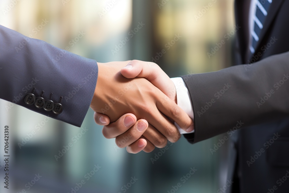 Businessmen making handshake with partner Businessmen making handshake with partner