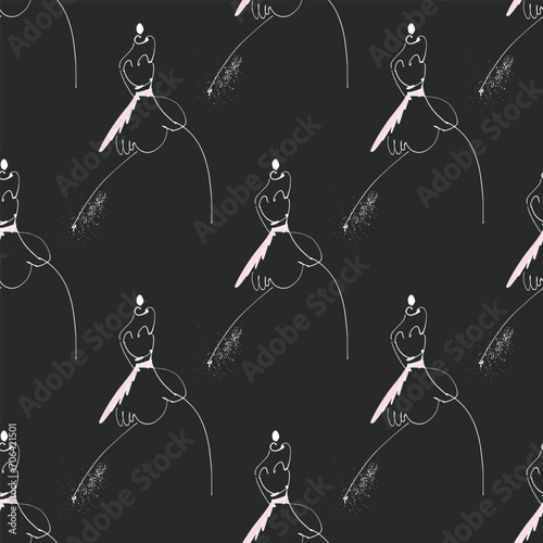 Hand Drawn Fashion Designer Illustration Seamless Pattern.Fashion Model Illustration, Stylish Sketch.Hand drawn outfit look.Fashion Designer Style. Placement Print. t