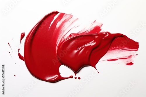 Red lipstick smear on white background