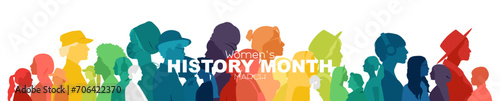 Women's History Month banner. Modern color design.