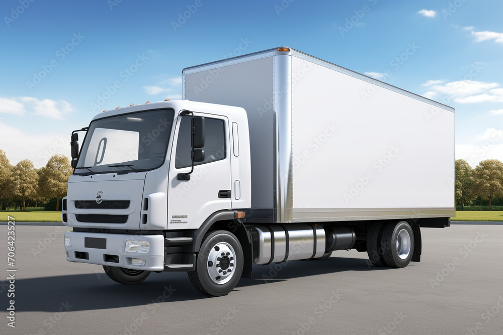 box truck with trailer 3D Illustration box truck with trailer 3D Illustration