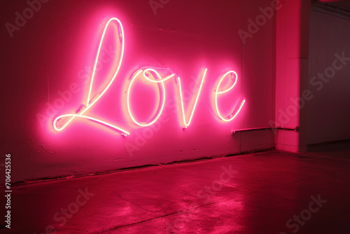 Neon love message in glowing pink neon type