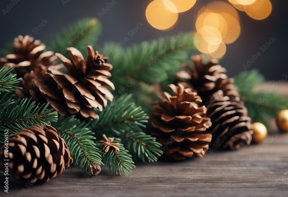 Christmas border with fir branches and pine cones Christmas border with fir branches and pine cones