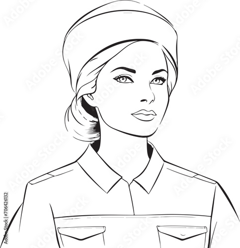 hand drawn sketch of a nurse outline illustration generative ai