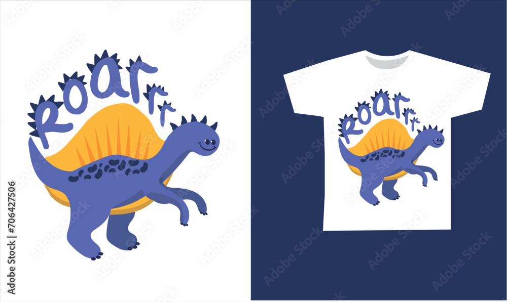 Dinosaur Vector. Cute dinosaur vectors, roar, pattern. Tshirt design