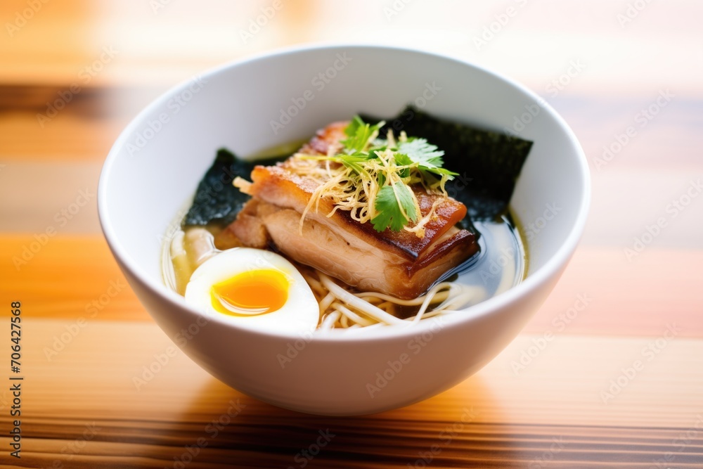 ramen bowl with pork belly, nori, and soft-boiled egg ramen bowl with pork belly, nori, and soft-boiled egg