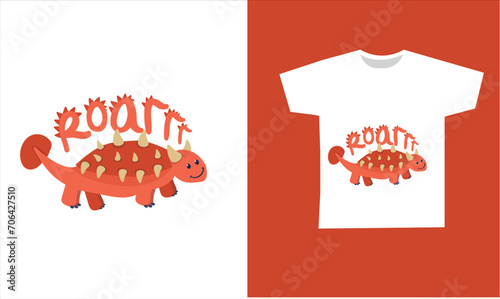 Dinosaur Vector. Cute dinosaur vectors, roar, pattern. Tshirt design