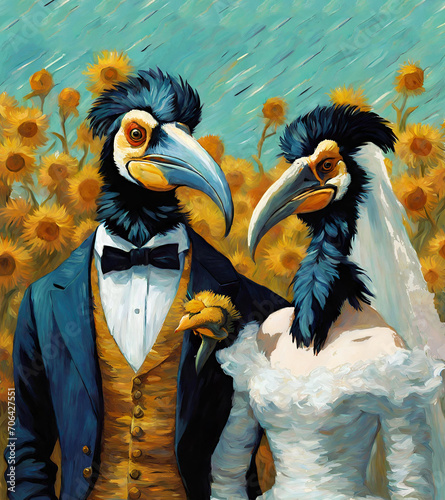 'Wedding for a Lifetime' by CallitAParty 500dpi - “You know, some kinds of birds, like hornbills, pair off with their mates and be like that until the day they die. Doesn’t it sound romantic?!” photo