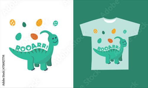Dinosaur Vector. Cute dinosaur vectors, roar, pattern. Tshirt design