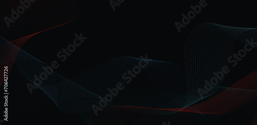 Black background and red and blue line wave 