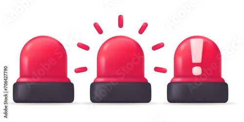 Ambulance siren lights for monitoring and warning of emergency situations. 3D vector illustration.