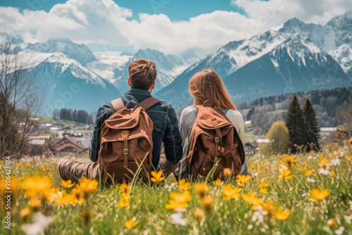 Together in Tranquility: A Couple's Retreat Amidst Spring Mountains, selective focus