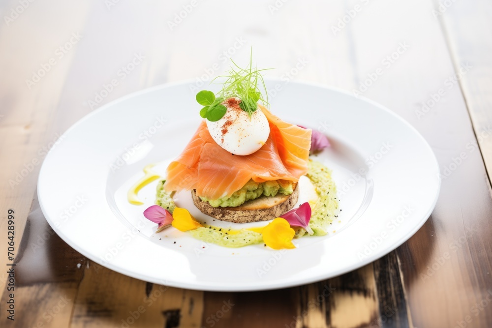 bagel with smoked salmon and cream cheese, on a white plate bagel with smoked salmon and cream cheese, on a white plate