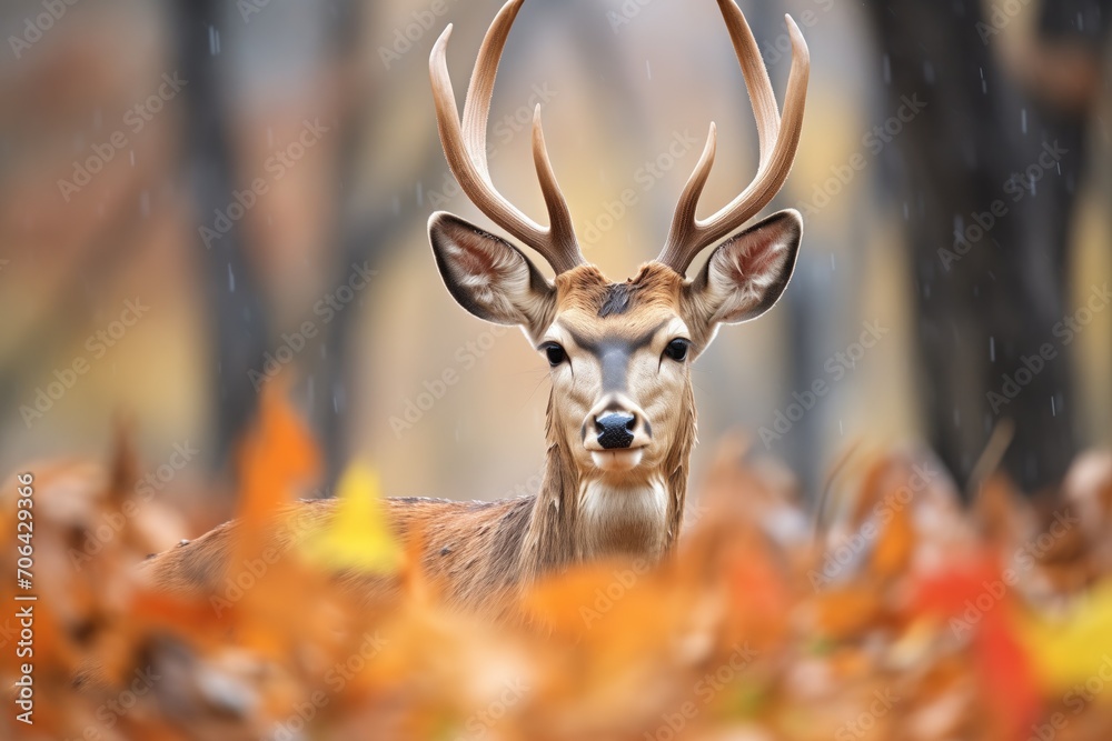 bushbuck with bright autumn leaves backdrop bushbuck with bright autumn leaves backdrop