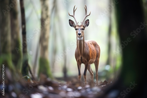 bushbuck standing alert to sounds in the forest