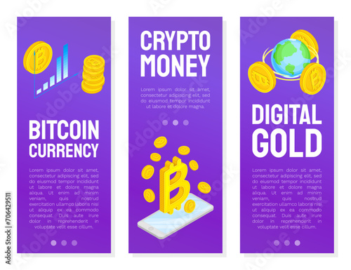 Bitcoin and Crypto Currency Banner Design Vector Template