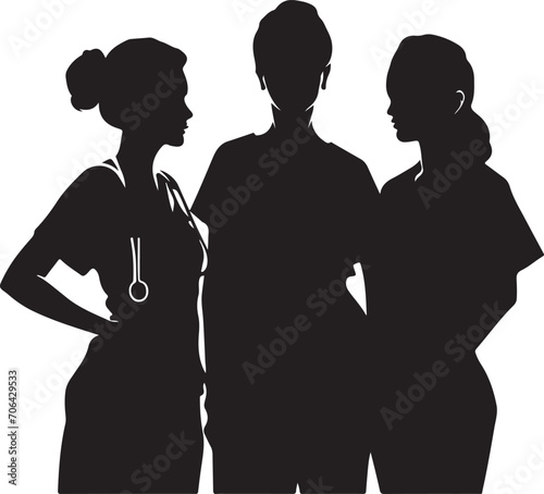 black silhouette of a female nurse generative ai