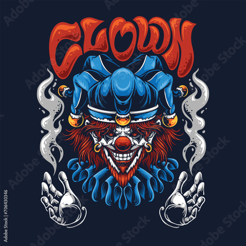 creepy clown smile vector illustration