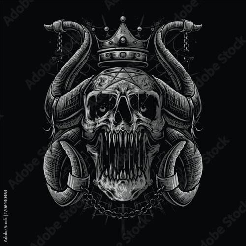 horned king skull clothing design