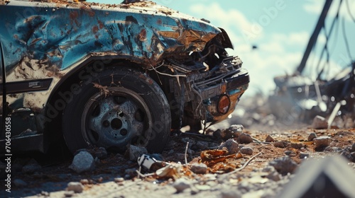 A car sitting in dirt, perfect for showcasing off-road adventures or the need for a car wash