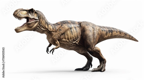A fierce T-Rex with its mouth wide open, ready to attack. Perfect for dinosaur enthusiasts or educational materials
