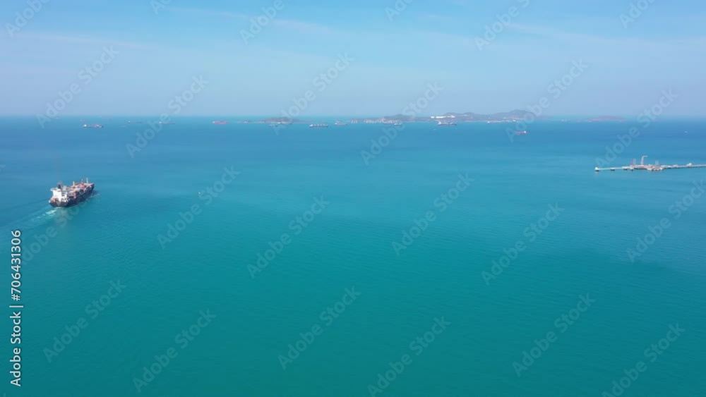 Rear view cargo container ship. Business logistic transportation sea freight, Cargo ship, for import export around in the world, Trade Port Rear view cargo container ship. Business logistic transportation sea freight, Cargo ship, for import export around in the world, Trade Port