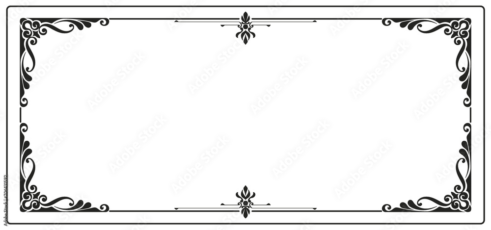 Black frame for name tag Vintage line prayer frame pattern for decoration. - obrazy, fototapety, plakaty 