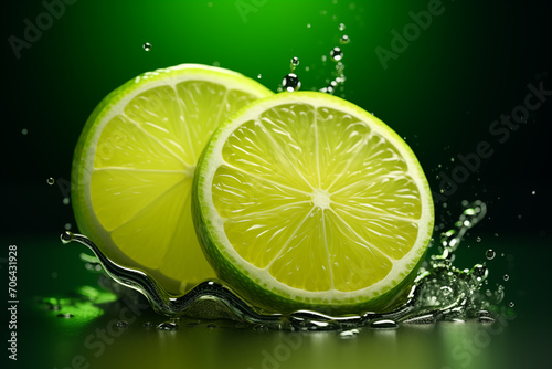 Sliced lemons and splashes of water give a refreshing feeling.