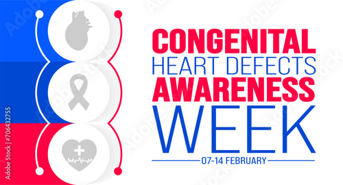 February is Congenital Heart Defects Awareness Week background template. Holiday concept. background, banner, placard, card, and poster design template with text inscription and standard color. vector