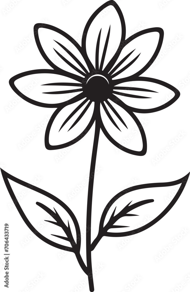 flat design floral art outline illustration generative ai flat design floral art outline illustration generative ai