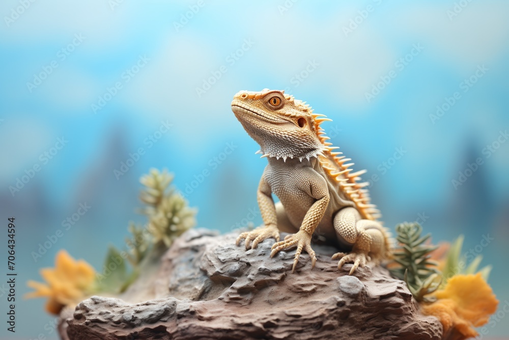 Obraz premium bearded dragon on a rock in habitat