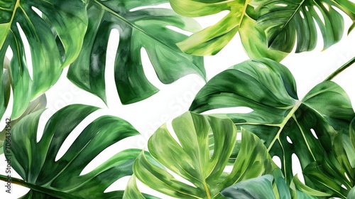 A painting depicting a bunch of green leaves. Can be used to add a touch of nature and freshness to any space