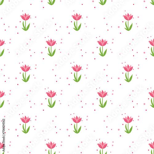 Free vector pink tulip field background dot art banner