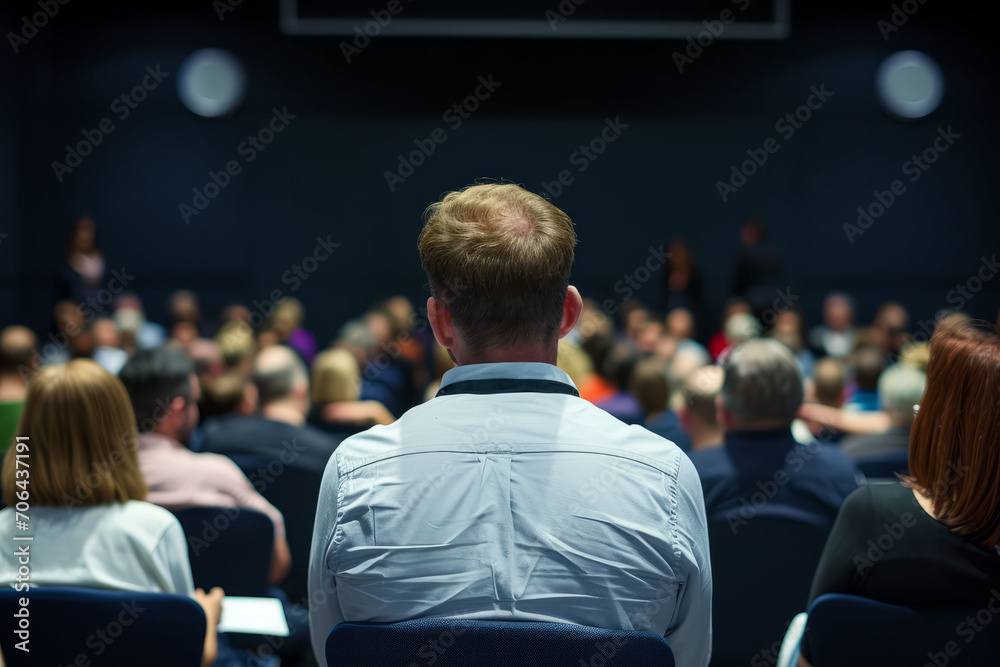 Business conference visitors, auditorium. AI generative Business conference visitors, auditorium. AI generative