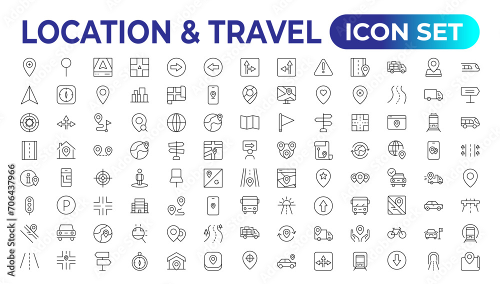Location icons set. Navigation icons. Map pointer icons. Location symbols. Vector illustration. Location icons set. Navigation icons. Map pointer icons. Location symbols. Vector illustration.