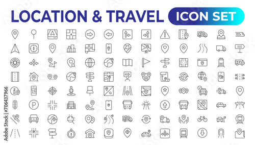 Location icons set. Navigation icons. Map pointer icons. Location symbols. Vector illustration. photo