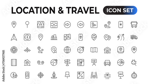 Location icons set. Navigation icons. Map pointer icons. Location symbols. Vector illustration. © artnazu