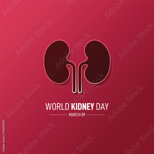 world kidney day. Kidney vector illustration on red background. kidney day creative concept. 