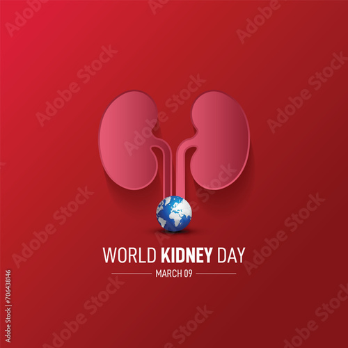 world kidney day. Kidney vector illustration on red background. kidney day creative concept. 