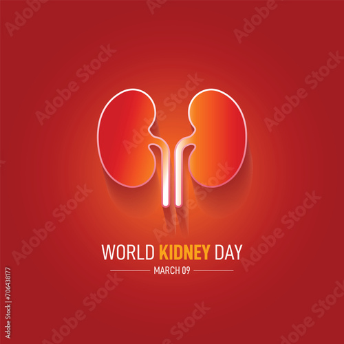 world kidney day. Kidney vector illustration on red background. kidney day creative concept. 